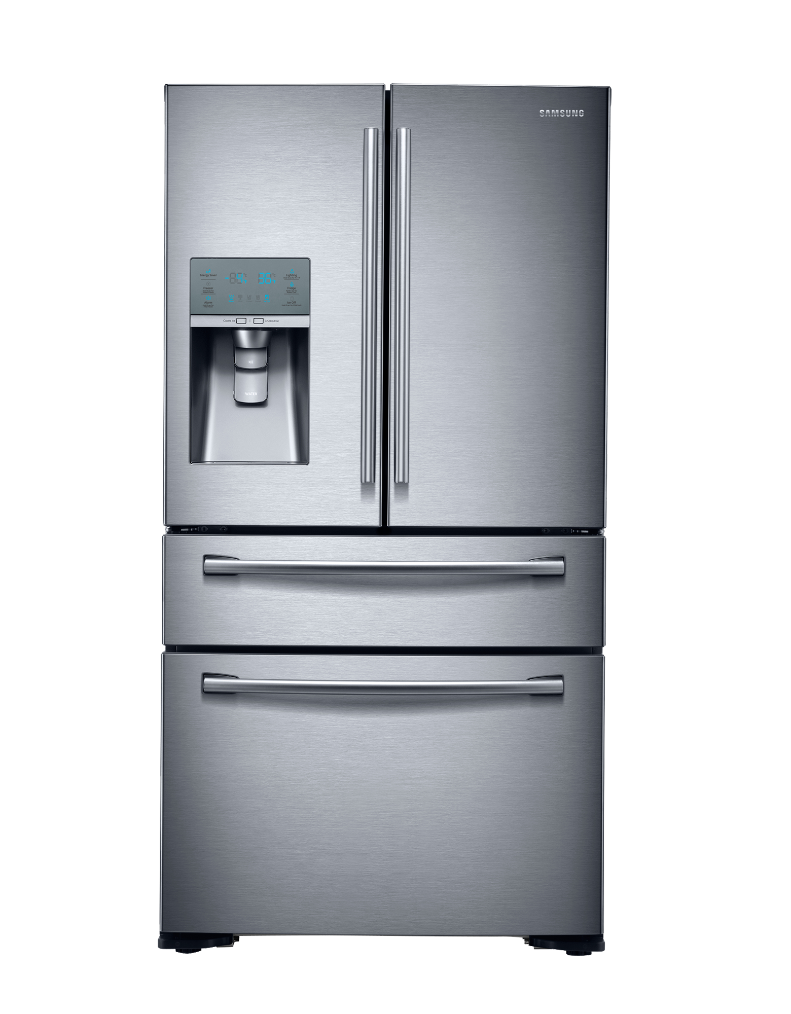 A gray metalic Fridge