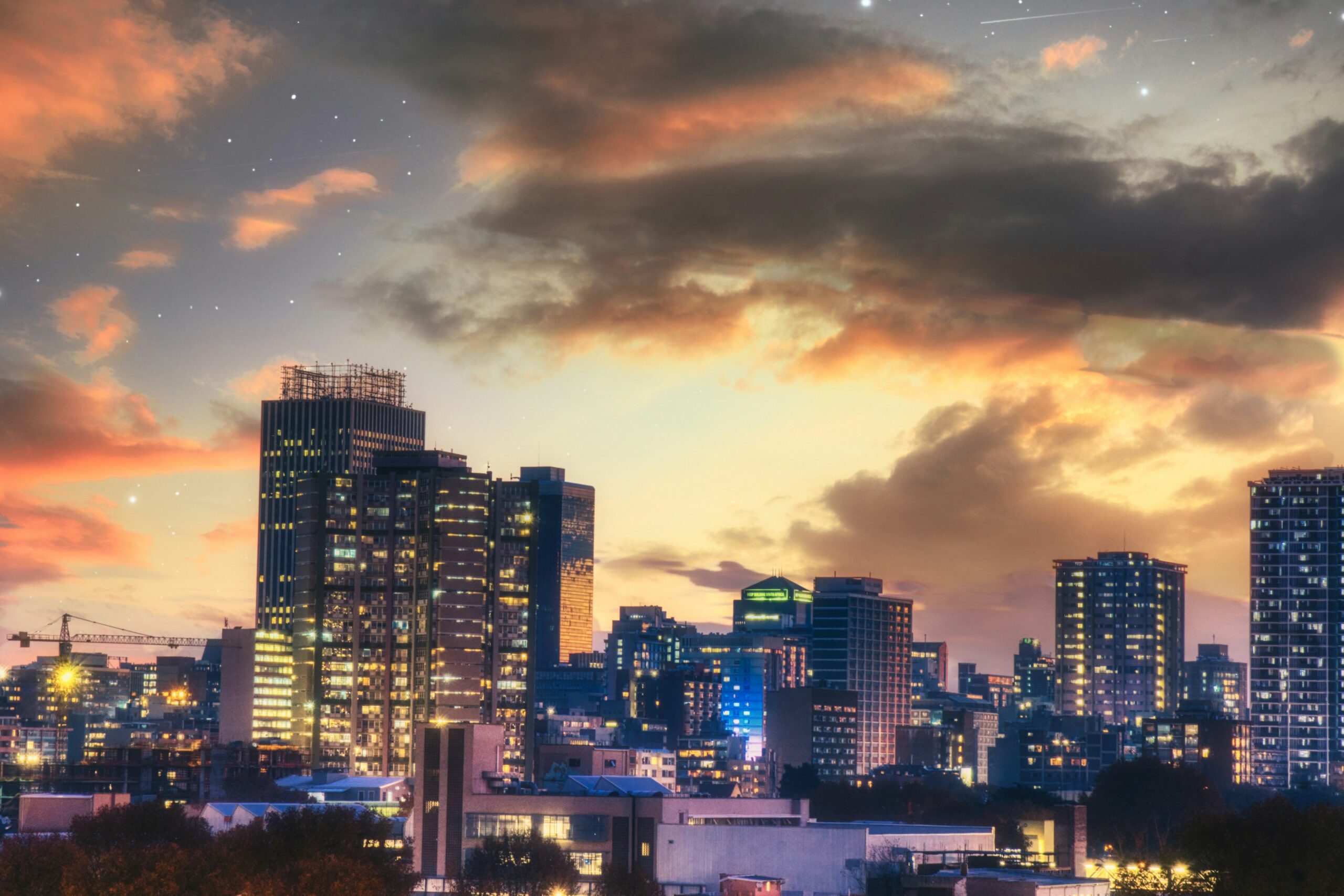 A night shot of Joburg City